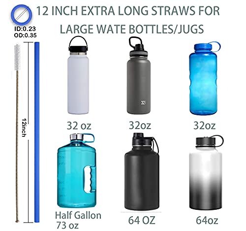 Tegion Half Gallon Straw-12 Inch Extra Long Reusable Silicone Straws for 32 oz Tall Tumbler, 40 oz Hydro Flask,64 oz Gallon Water Bottle, Hydro Water Jug YETI RTIC-Flexible Large Big-8 Pack - Image 2