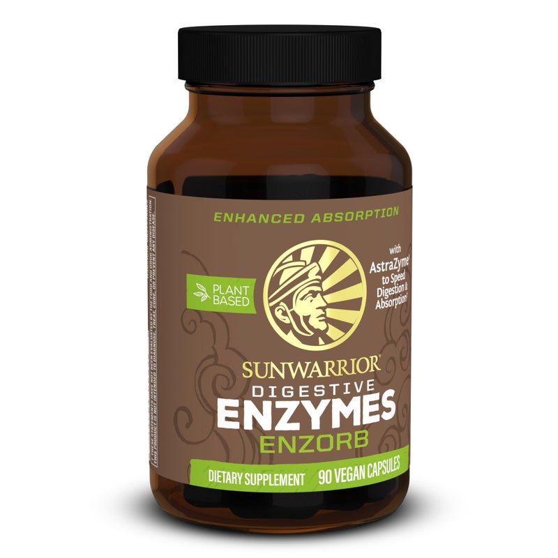 Sunwarrior Digestive Enzymes Probiotic Plant Based Vegan with Spore Based Probiotic Essential Supplements to Support Optimal Health for Men Women Digestive Enzyme Supplements Enzorb