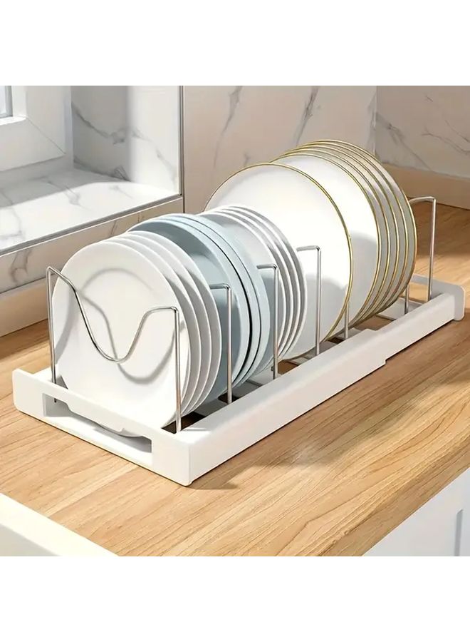 Grey Pull Out Pot Lid Rack Dish Shelf Drawer Kitchen Organizer Countertop Storage Heavy Duty - Image 1