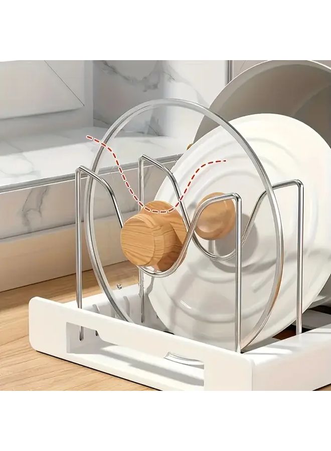 Grey Pull Out Pot Lid Rack Dish Shelf Drawer Kitchen Organizer Countertop Storage Heavy Duty - Image 5