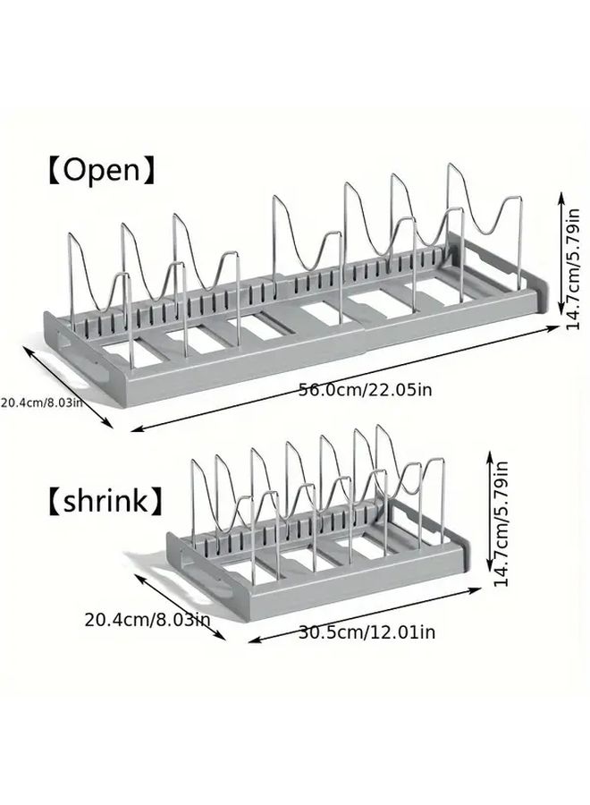 Grey Pull Out Pot Lid Rack Dish Shelf Drawer Kitchen Organizer Countertop Storage Heavy Duty - Image 3