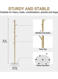 CityRiya-Long Coat Rack Clothes Rack Stand Coat Tree Hat Handbag Hanger Freestanding Sturdy Metal Coat Rack Stand for Clothes Coat and Hat Hanger Organizer Rack  - Image 4