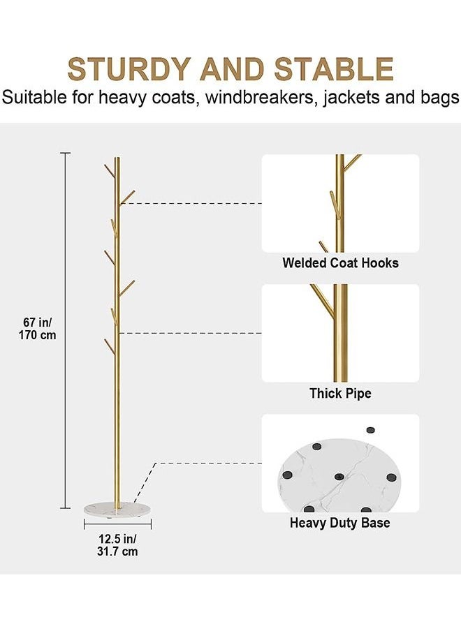 CityRiya-Long Coat Rack Clothes Rack Stand Coat Tree Hat Handbag Hanger Freestanding Sturdy Metal Coat Rack Stand for Clothes Coat and Hat Hanger Organizer Rack  - Image 4