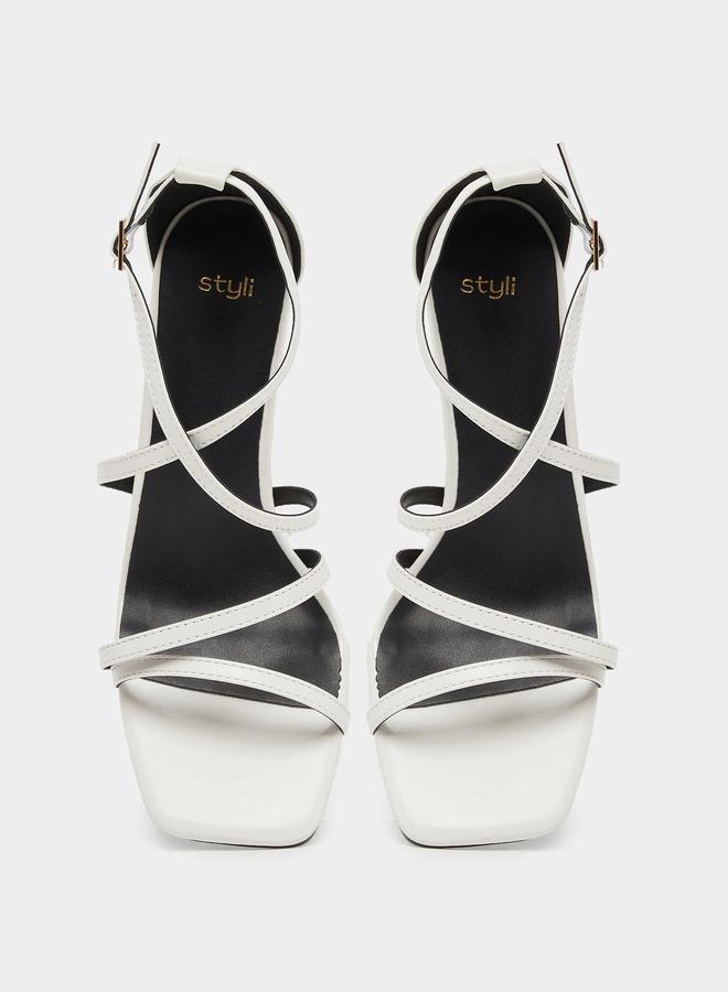 Styli Styli Plain Strappy Tiered Block Heel Sandals  - Image 5