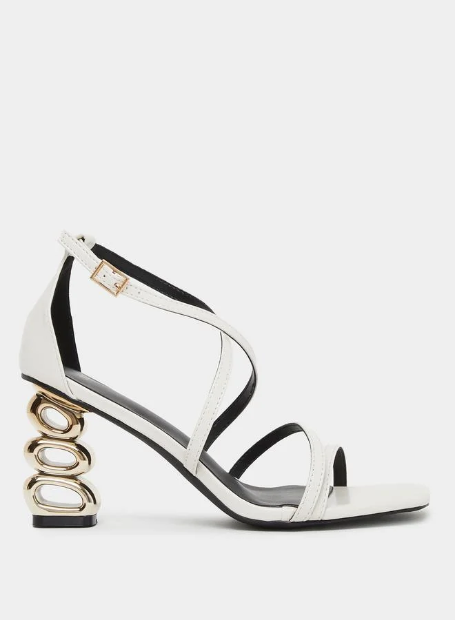 Styli Styli Plain Strappy Tiered Block Heel Sandals