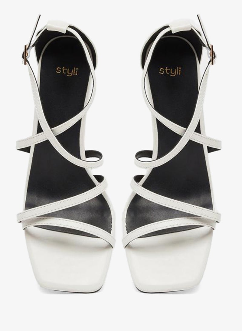 Styli Plain Strappy Tiered Block Heel Sandals - Image 5