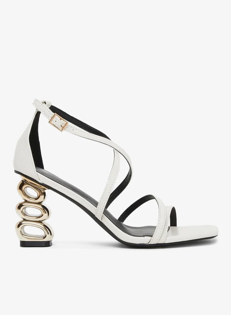 Plain Strappy Tiered Block Heel Sandals