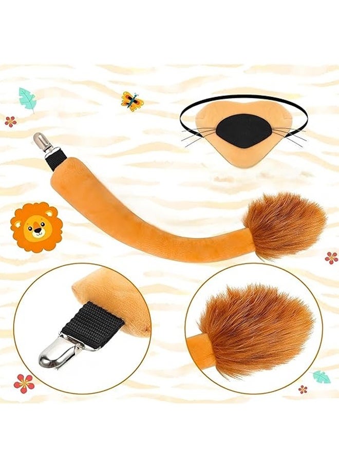 هالامودو 6 قطع من مجموعة زي الأسد للأطفال والكبار - أسد أذنين الشعر، الذيل، الأنف، Bowtie وقفازات لعيد الهالوين، حفلات كوسبلاي، أداء المسرح - مجموعة الملحقات اللباس الحيوانية - Image 4