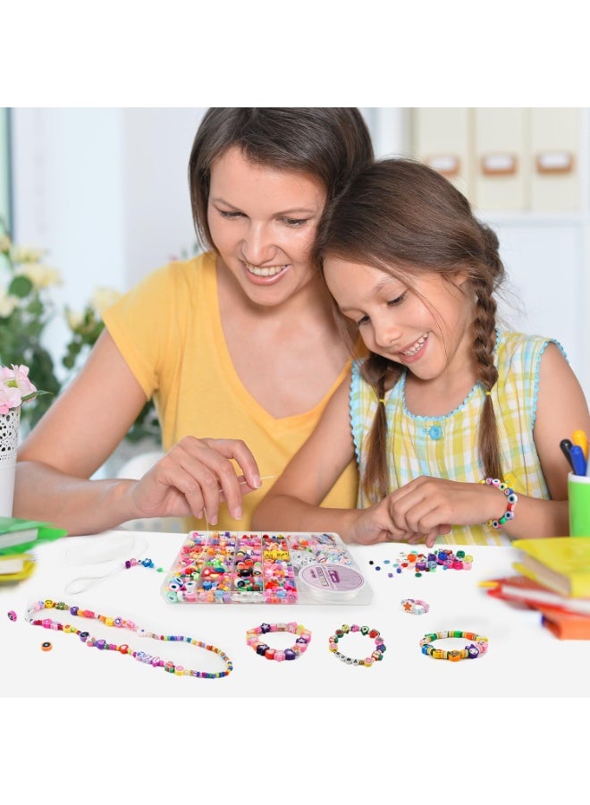 1000PCS Polymer Clay Beads Jewelry Making Kit, 30 Styles Fruit Flower Animal Rainbow Alphabet Beads for DIY Bracelets Necklaces - Image 5