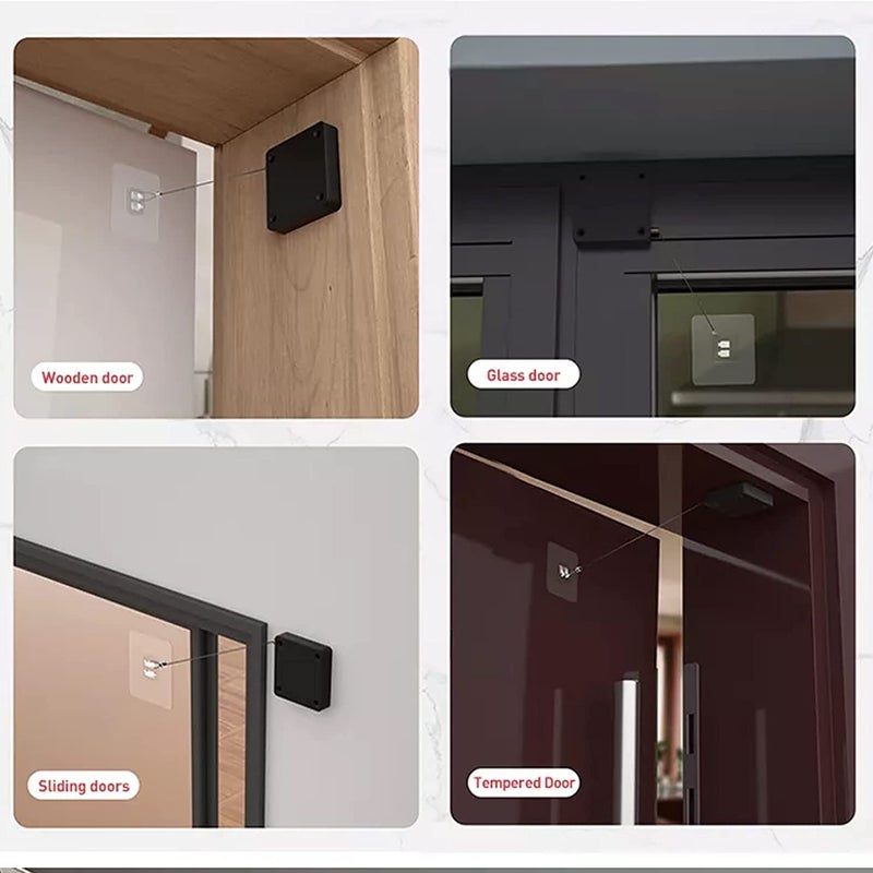 Eugle mart PunchFree Automatic Sensor Door Closer Multifunctional Door Closer Residential Commercial Auto Door Closer with Steel Drawstring - Image 5