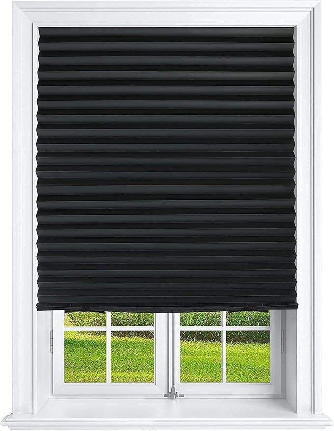 PLEATED WINDOW PAPER SHADES ROOM DARKENING BLINDS BLACK 36 X 69 PACK OF 6 TEMPORARY SHADES