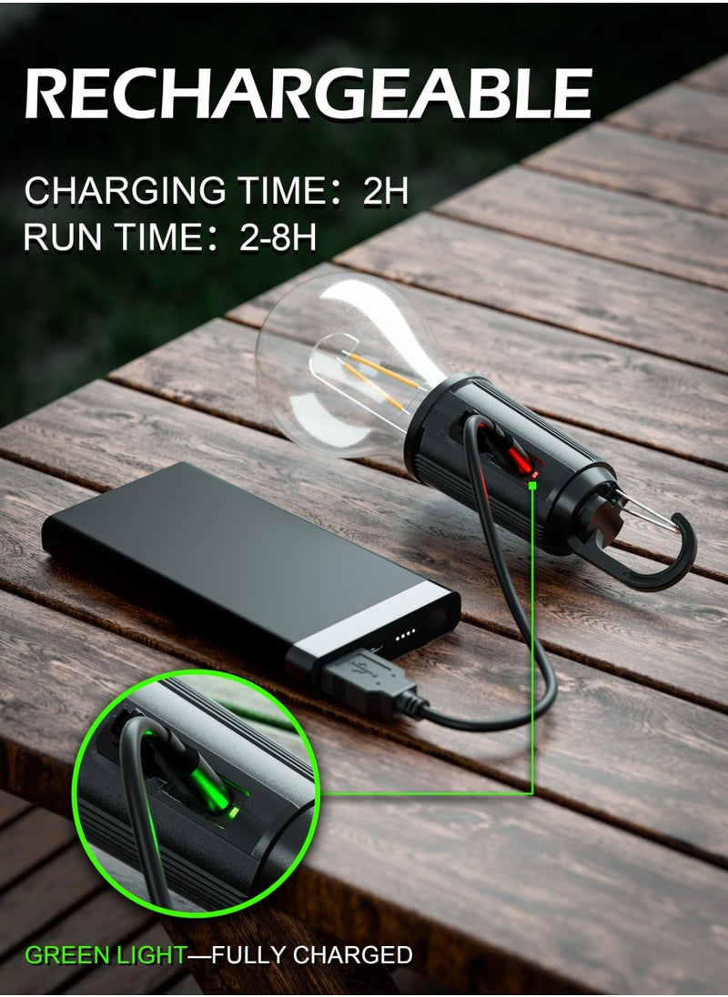 CMGTYYD - Rechargeable Camping Light, 4 Packs Hanging Tent Light Bulb with Hook, 3 Lighting Modes Tent Lamp, Camping Essentials, USB Cable Included for Camping, Hiking, Backpacking, Emergency Outage - Image 1