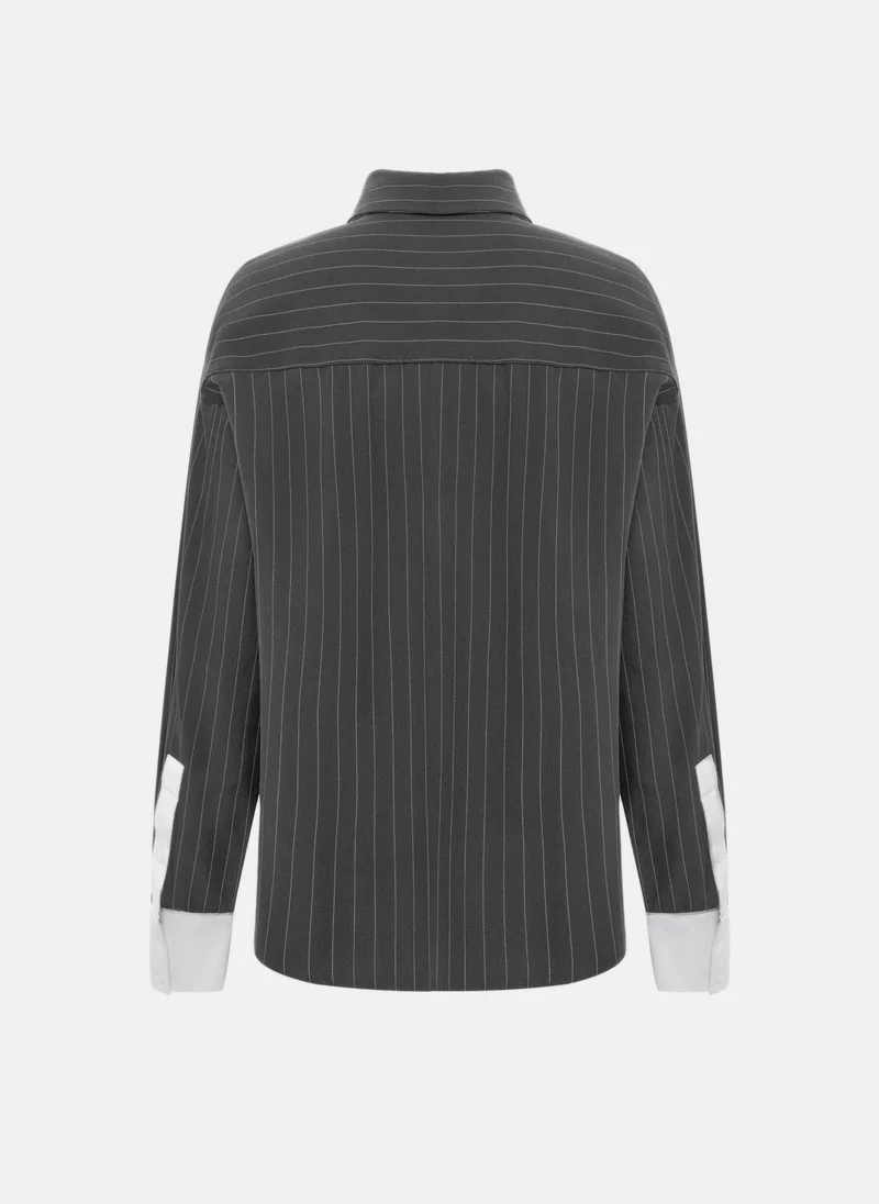 Lichi  Loose-fitting striped shirt with contrasting details for Women | Best Price UAE