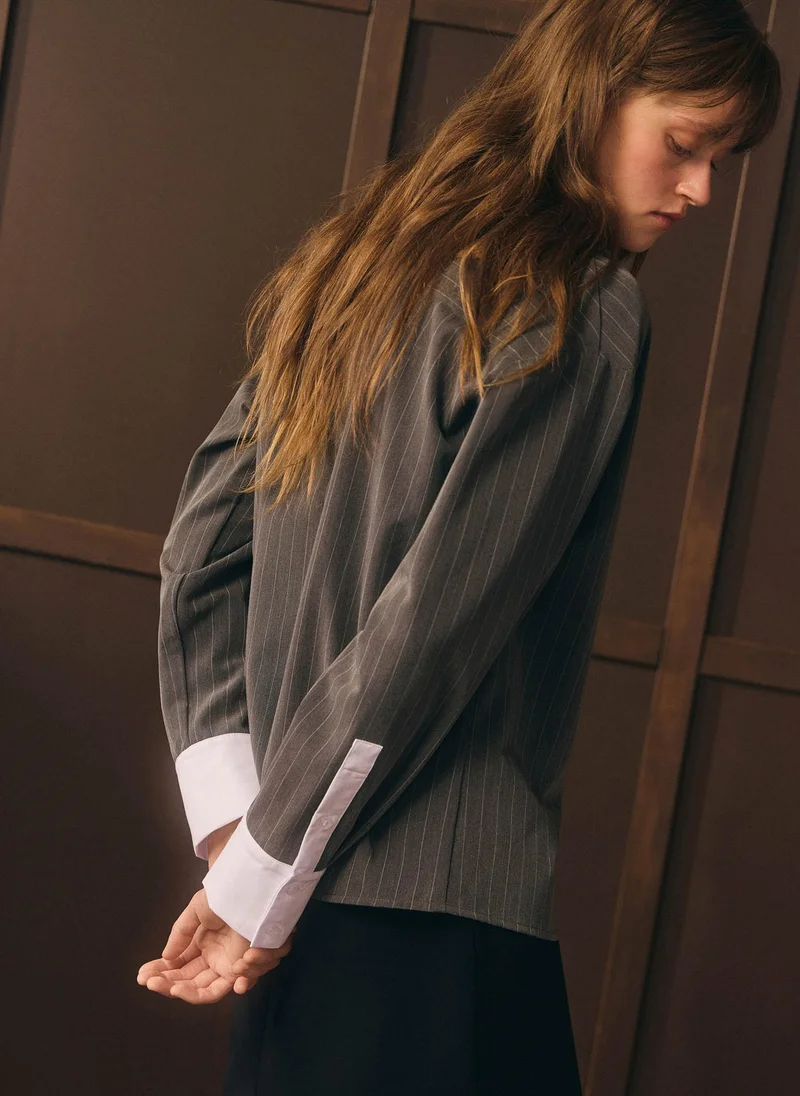 Lichi  Loose-fitting striped shirt with contrasting details for Women | Best Price UAE