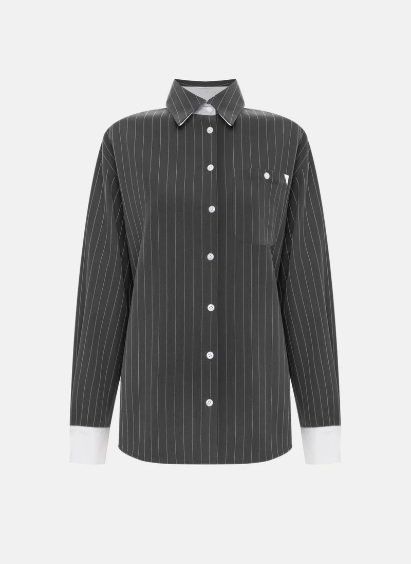 Lichi  Loose-fitting striped shirt with contrasting details for Women | Best Price UAE