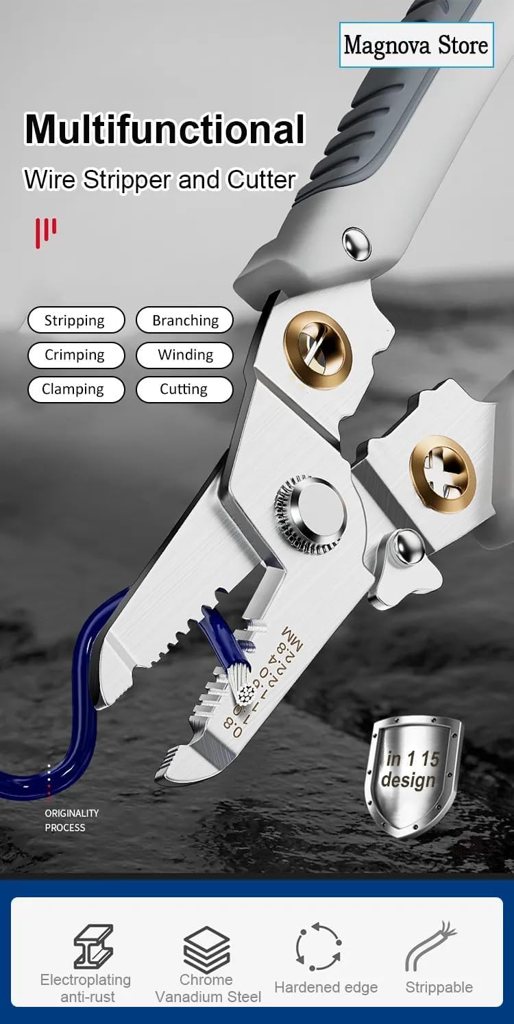 ZIPRON Special Wire Stripper for Electrician Decrustation Pliers Multifunctional wire stripper and cutter wire cutter tool wire cutter stripper wire cutter plier WIRE STRIPPER - Image 2