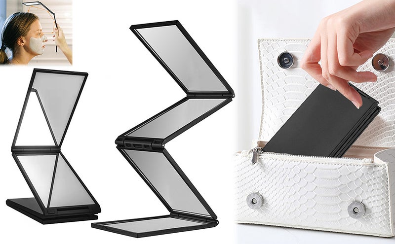 Multi-Angle Folding Self Haircutting Mirror Head Back View Available Foldable Makeup Mirror 4-Way Braiding Barber 360 Degrees Portable Handheld Mirror - Image 2