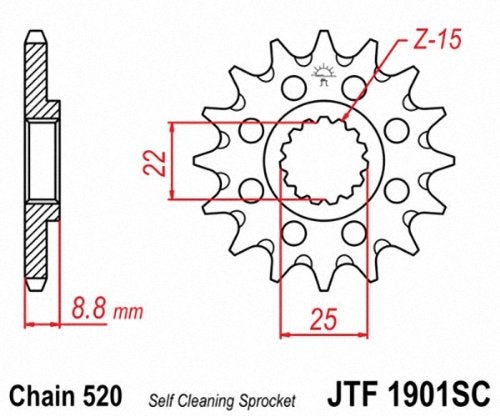 JT Sprockets JTF1901.14SC 14T Steel Front Sprocket, black - Image 2