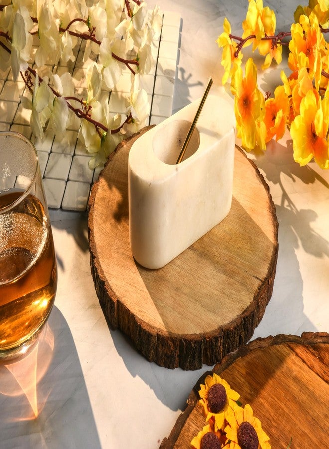 Cruiser’s Cache Cruiser’s Caché Set of 2 Marble Salt and Spice Cellars with Gold Serving Spoons. 5" x 2", one Each White and Black. - Image 4