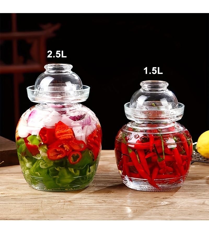 Thickened Glass Pickle Jar 1.5L with Water-Seal Lid for Kimchi - Image 4