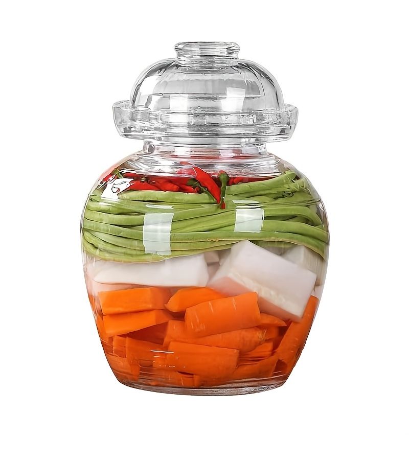 Thickened Glass Pickle Jar 1.5L with Water-Seal Lid for Kimchi - Image 1