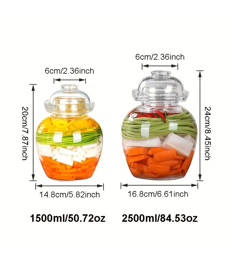 Thickened Glass Pickle Jar 1.5L with Water-Seal Lid for Kimchi - Image 3