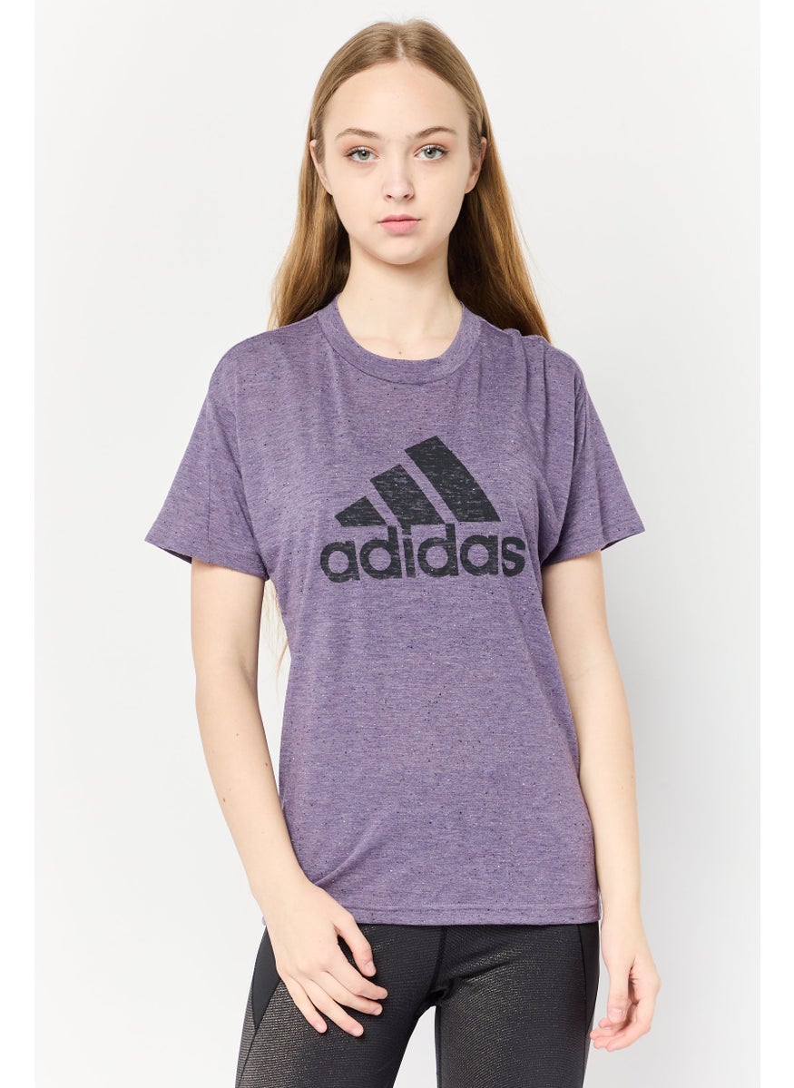 Adidas Women Sportswear Fit Short Sleeves Training T-shirt, Purple  - Image 1