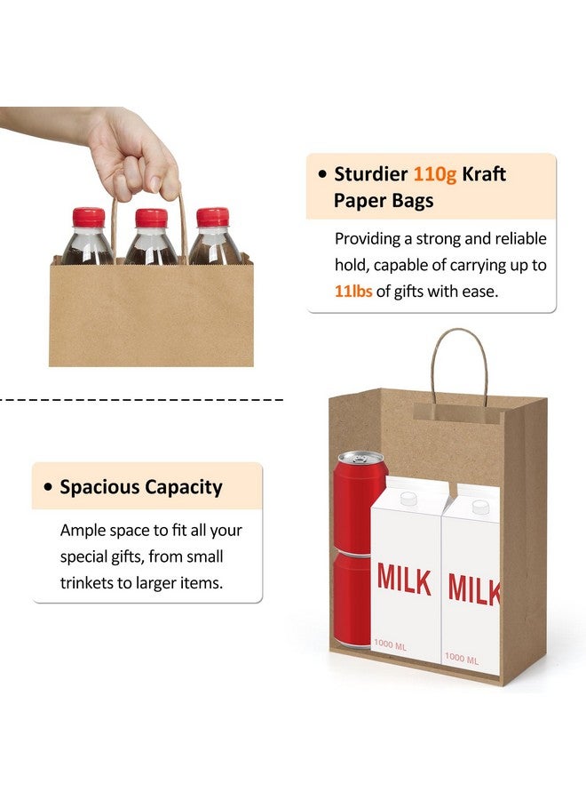 BagDream Gift Bags 10x5x13 50Pcs Brown Kraft Paper With Handles - Merchandise, Retail, Party Favor, Shopping Bulk 100% Recycled Paper Sacks - Image 2