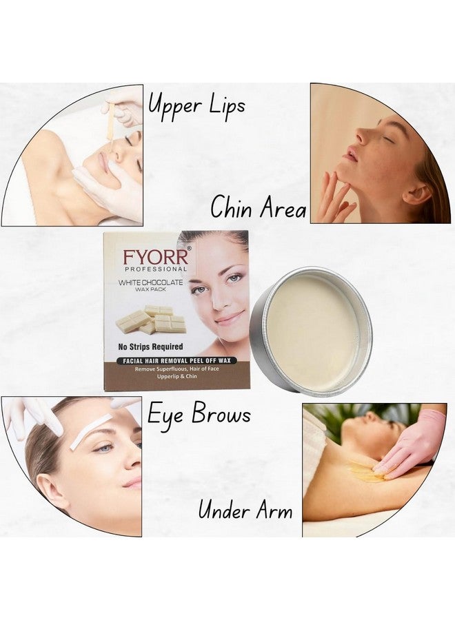 FYORR women NonSticky Smooth 80Gram White Chocolate Katori Peel-Off Wax For Upper Lip, Facial Hair, Eyebrow, Body, Thigh Hair Removal | Free Waxing Wooden Spatula - Image 2