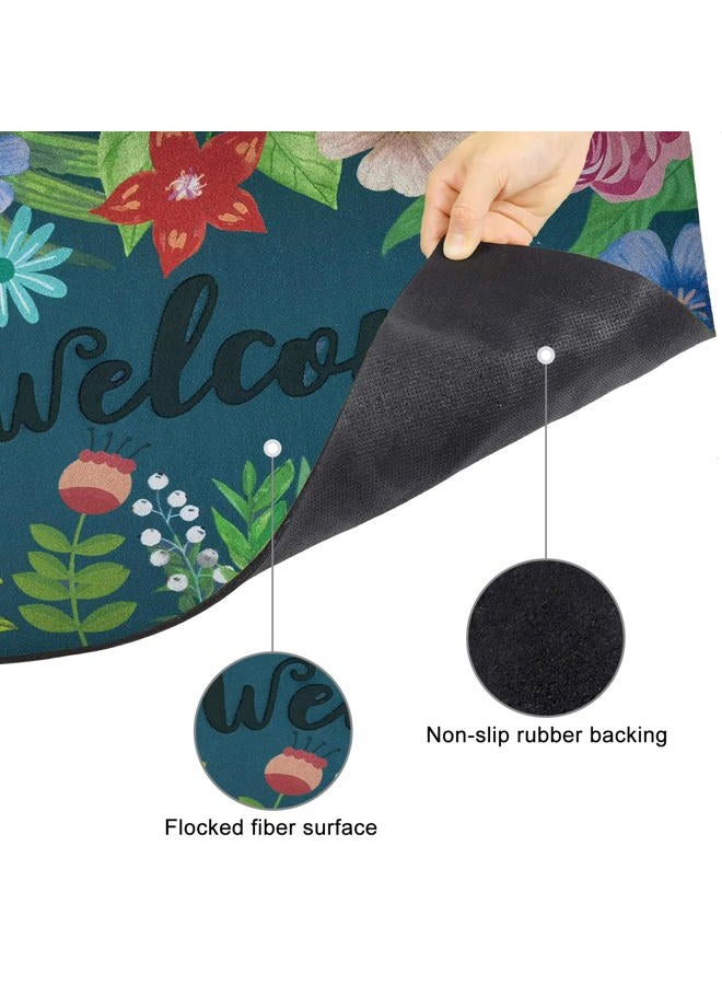 CHICHIC Welcome Door Mat 17x 30 Inch Front Door Mat Outdoors for Home Entrance Outdoors Mat for Outside Entry Way Doormat Entry Rugs, Heavy Duty Non Slip Rubber Back Low Profile, Colorful Flower - Image 4