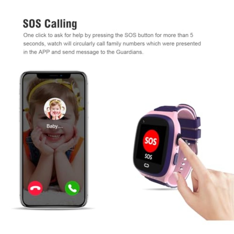 ساعة ذكية 4G GPS Tracker - ساعة ذكية مع مكالمات فيديو في اتجاهين و7 ألعاب ألغاز دردشة صوتية SOS وضع المدرسة عداد الخطى Geo-Fence شاشة تعمل باللمس وساعة ذكية للأولاد والبنات - Image 3