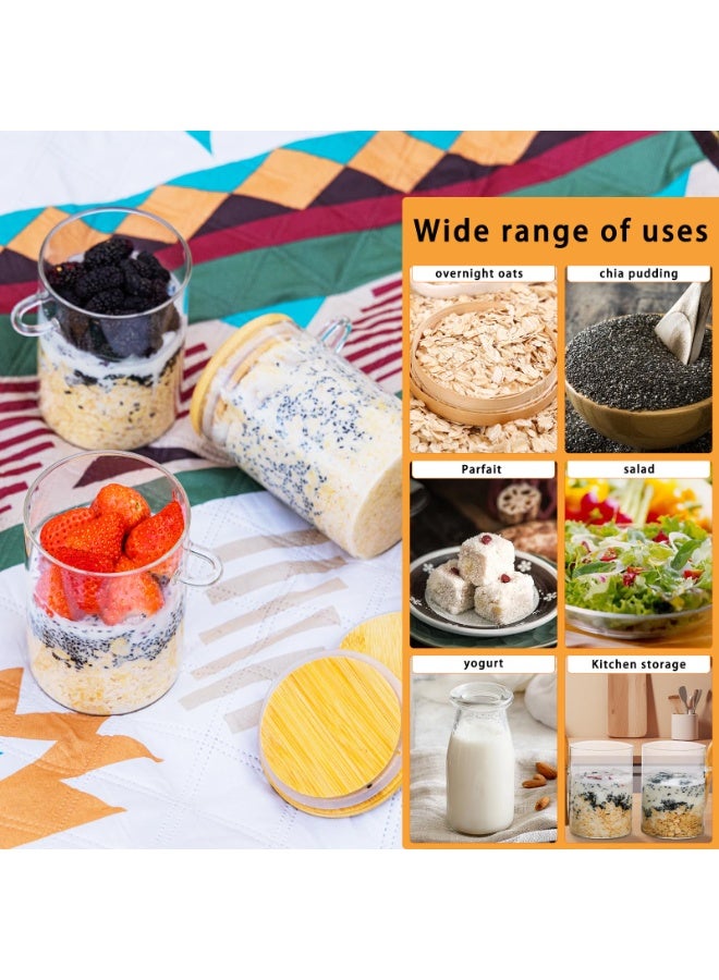 عام حاويات الشوفان الليلي بأغطية، 4 عبوات من برطمانات الشوفان الليلي سعة 16 أونصة، أكواب الشوفان، حاويات تحضير الوجبات، حاويات زجاجية تحضير الوجبات بأغطية، برطمانات حلوى البودنج الصينية. - Image 4