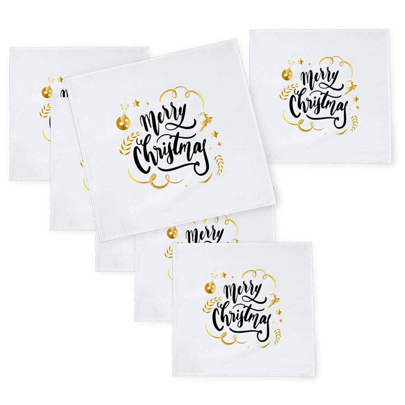 Khakee 6 Pcs Christmas Theme Tafta Silk Table Napkins 10x 10 for Xmas Decoration Christmas OrnamentsChristmas Gift npxmas316P - Image 1