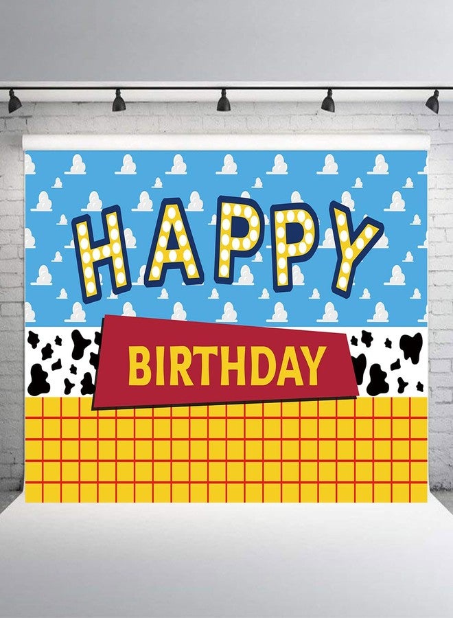 OULUN Cartoon Toy Inspired Story Birthday Backdrop Blue Sky White Clouds Boy Birthday Banner Kids Party Cake Table Decorations Background Photo Booth Prop（5X3FT） - Image 3