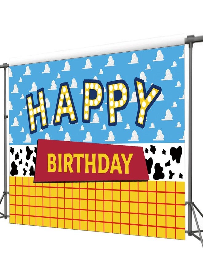 OULUN Cartoon Toy Inspired Story Birthday Backdrop Blue Sky White Clouds Boy Birthday Banner Kids Party Cake Table Decorations Background Photo Booth Prop（5X3FT） - Image 4