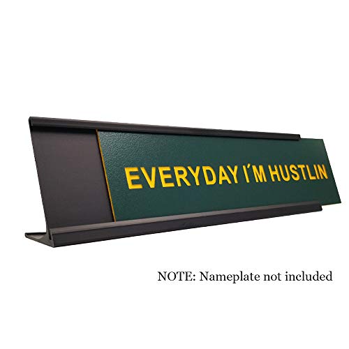 Icomecn 2" x 10" Aluminum Desk Name Plate Holder, Office Business Desk Sign Holder Desktop-5 Pack (Black) - Image 2