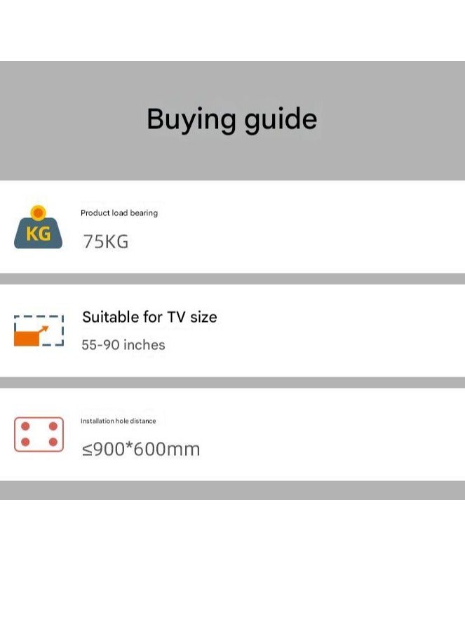 XiuWoo Television Stands TV Stand Tvstand Hidden Against The Wall Floor TV Stand for 55-90 Inch TVs Height Adjustable TV Mount Stand Holds Up to 75KG TV Bracket - Image 3