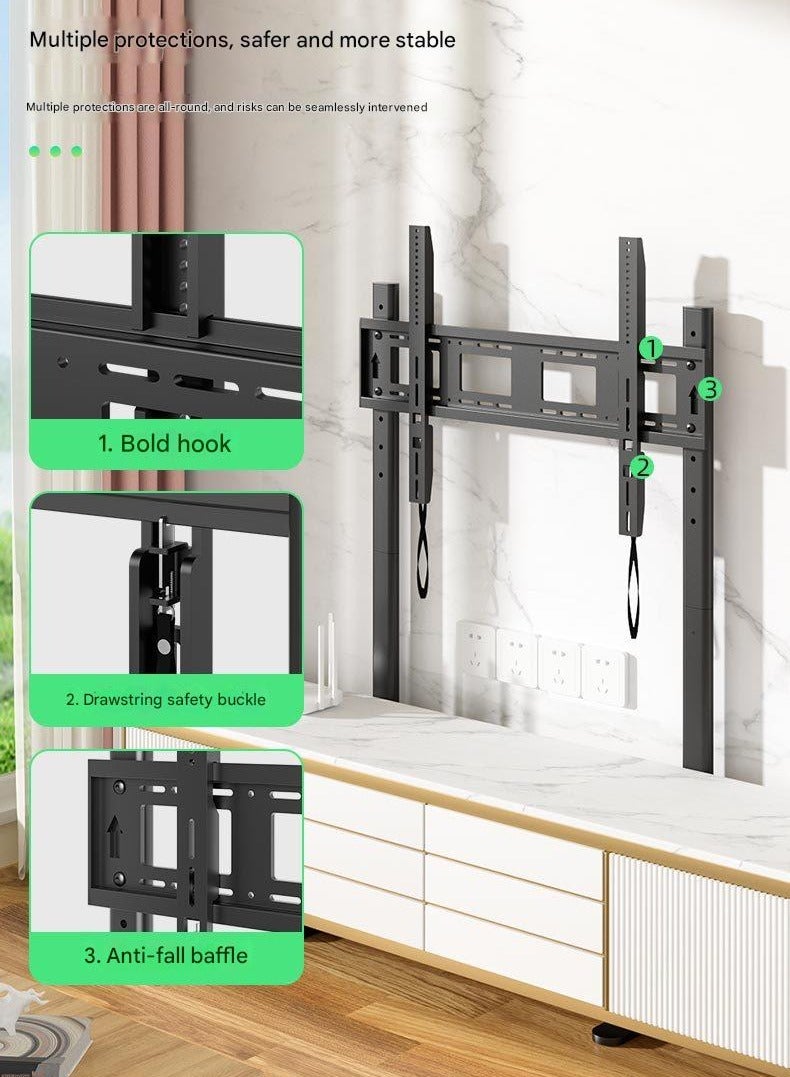 XiuWoo Television Stands TV Stand Tvstand Hidden Against The Wall Floor TV Stand for 55-90 Inch TVs Height Adjustable TV Mount Stand Holds Up to 75KG TV Bracket - Image 2