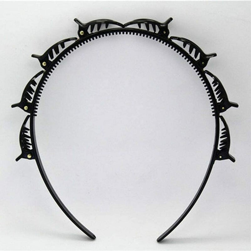 MANODHRUVA 2 pcs Double Layer Twist Plait Headband Hairpin Double Bangs Hairstyle Hair Tools for Women Girls, 2 pcs, Black - Image 3