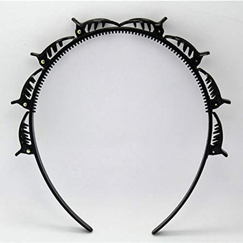 MANODHRUVA 2 pcs Double Layer Twist Plait Headband Hairpin Double Bangs Hairstyle Hair Tools for Women Girls, 2 pcs, Black - Image 1