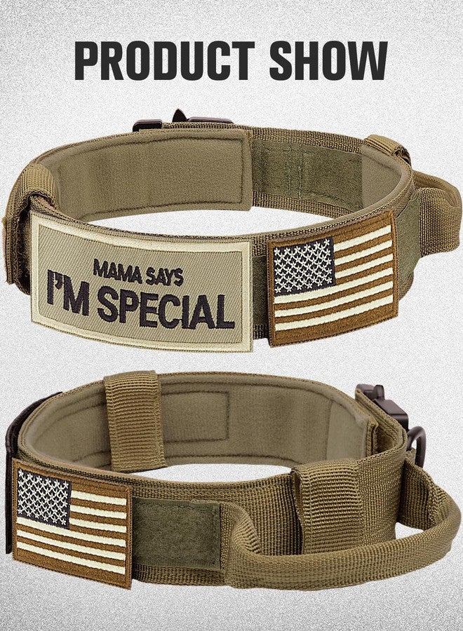 Joytale Tactical Dog Collar with Handle, Heavy Duty Military Dog Collar with 2 Patches for Training, Adjustable Tactical Collars for Large Dogs, Khaki, L - Image 3