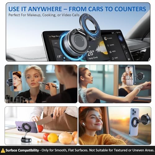 Humble® Vacuum Magnetic Car Phone Holder, 360° Adjustable Ultra-Strong Suction Cup Mount, MagSafe Compatible Phone Holder for Car, Gym, Mirror & Home, Works with All Smartphones – Black (MH07) - Image 5