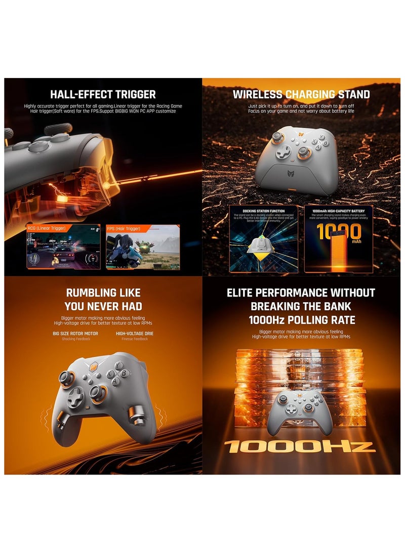 BIGBIG WON Wireless Controller Gale PC Controllers Motion Aiming, Hall Trigger, 4 Custom Buttons, App Control Game Controller for PC/Switch/iOS/Android Wireless Gaming with Charging Dock - Image 5