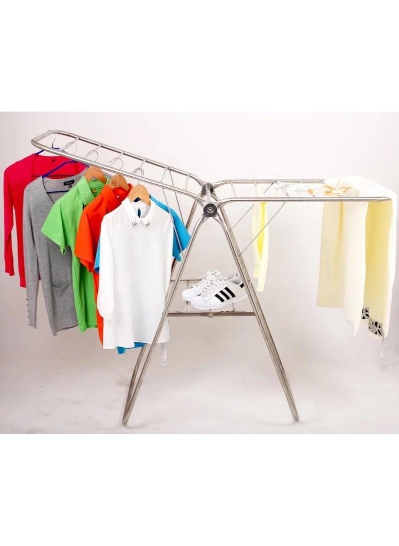 VIO Stainless Steel Cloth Drying Rack 6 Bar Foldable Collapsible Space Saving Laundry Clothes Dryer Stand for Home Indoor Outdoor Durable Easy Storage Durable Adjustable Rust Resistant  - Image 1