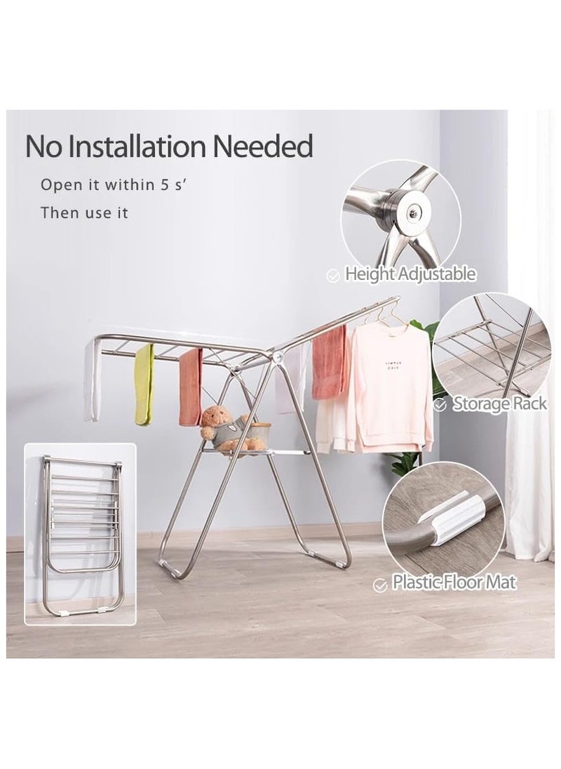 VIO Stainless Steel Cloth Drying Rack 6 Bar Foldable Collapsible Space Saving Laundry Clothes Dryer Stand for Home Indoor Outdoor Durable Easy Storage Durable Adjustable Rust Resistant  - Image 2