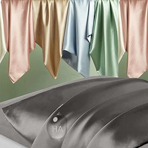 DKBslik Silk Pillowcase 2 Pack Natural Mulberry Silk Pillow Case Anti Acne Silk Pillowcase for Hair and Skin King Size Silk Satin Pillowcase Set of 2 with Hidden Zipper Gifts for Women Men Dark Gray - Image 3