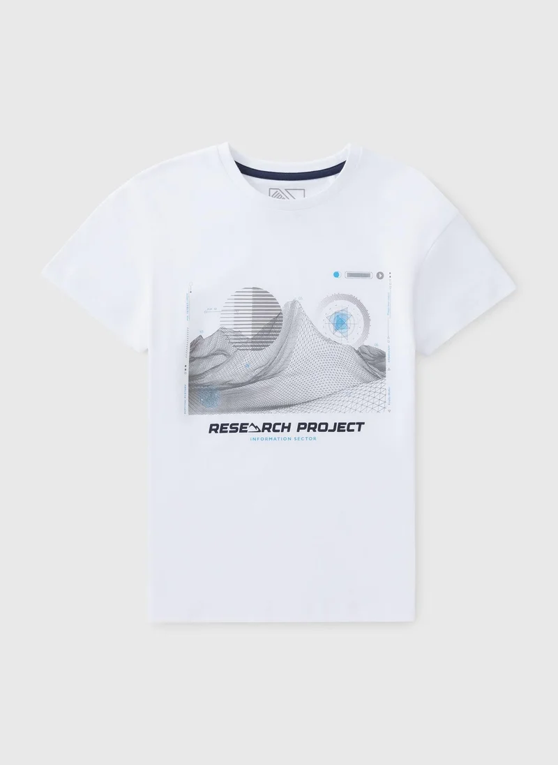 Matalan Boys White Wire Mountain T-Shirt