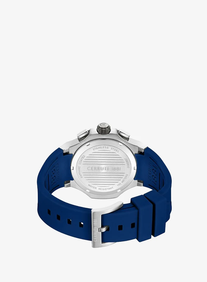 CERRUTI 1881 blue Men's Lucardo 44mm Blue Dial Silicone Strap Multifunction Watch For Men for Men | Best Price UAE