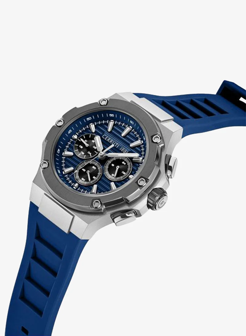 CERRUTI 1881 blue Men's Lucardo 44mm Blue Dial Silicone Strap Multifunction Watch For Men for Men | Best Price UAE