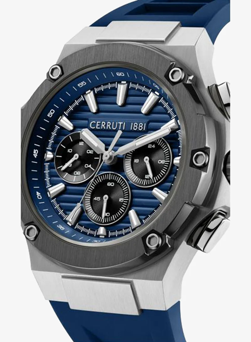 CERRUTI 1881 blue Men's Lucardo 44mm Blue Dial Silicone Strap Multifunction Watch For Men for Men | Best Price UAE